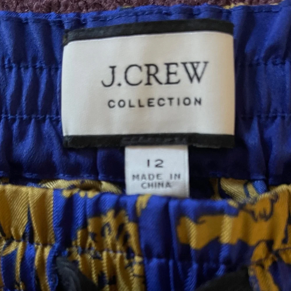 J. Crew Collection Silk Twill Relaxed Pants in Sleepy Lions Print Size 12 - Picture 2 of 3